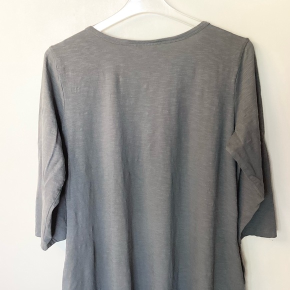 LOGO by Lori Goldstein QVC 3/4 Sleeve Cotton Slub Dress with Asymmetrical Hem L - Picture 6 of 10